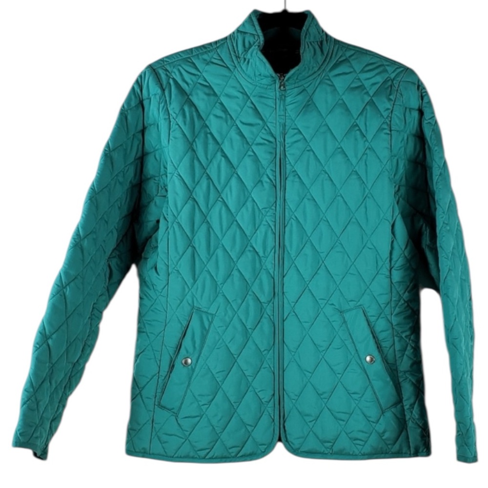 LANDS’ END Quilted Full-zip Chore / Barn Jacket in Teal Size L (14-16) - Picture 3 of 12